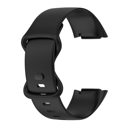 For Fitbit Charge 5 Monochromatic Silicone Watch Band, Size：Large Size(Black) - Watch Bands by buy2fix | Online Shopping UK | buy2fix