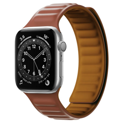 Silicone Magnetic Strap Watch Band For Apple Watch Series 9&8&7 41mm / SE 3&SE 2&6&SE&5&4 40mm / 3&2&1 38mm(Brown) - Watch Bands by buy2fix | Online Shopping UK | buy2fix