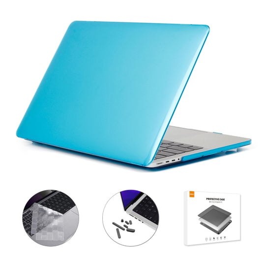 ENKAY Hat-Prince 3 in 1 Crystal Laptop Protective Case + TPU Keyboard Film + Anti-dust Plugs Set for MacBook Pro 14.2 inch A2442 2021, Version:US Version(Light Blue) - MacBook Pro Cases by ENKAY | Online Shopping UK | buy2fix