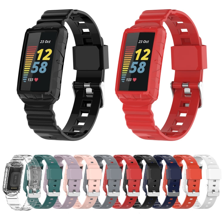 For Fitbit Charge 4 Silicone One Body Armor Watch Band(Red) - Watch Bands by buy2fix | Online Shopping UK | buy2fix