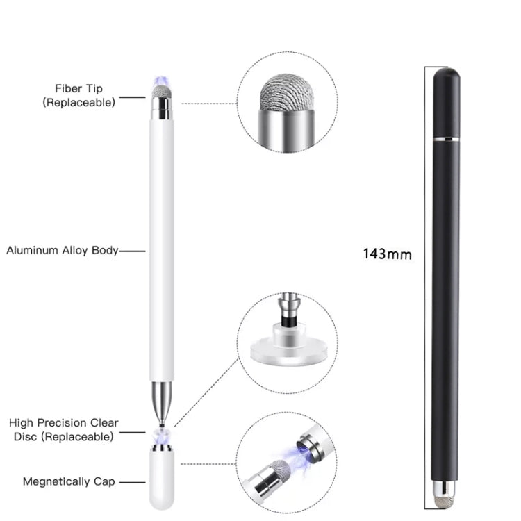 AT-30 2-in-1 Silicone Sucker + Conductive Cloth Head Handwriting Touch Screen Pen Mobile Phone Passive Capacitive Pen with 1 Pen Head(White) - Stylus Pen by buy2fix | Online Shopping UK | buy2fix