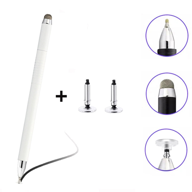 AT-32 3-in-1 Precision Sucker Capacitive Pen + Conductive Cloth Head + Handwriting Signature Pen Mobile Phone Touch Screen Pen with 2 Pen Head(White) - Stylus Pen by buy2fix | Online Shopping UK | buy2fix