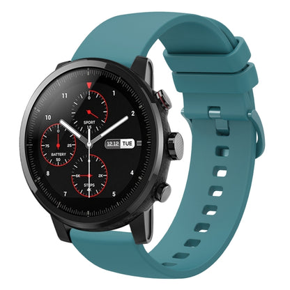 For Amazfit Stratos 22mm Solid Color Soft Silicone Watch Band(Pine Green) - Watch Bands by buy2fix | Online Shopping UK | buy2fix