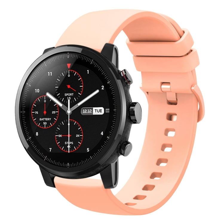 For Amazfit 2 Stratos 22mm Solid Color Soft Silicone Watch Band(Pink) - Watch Bands by buy2fix | Online Shopping UK | buy2fix