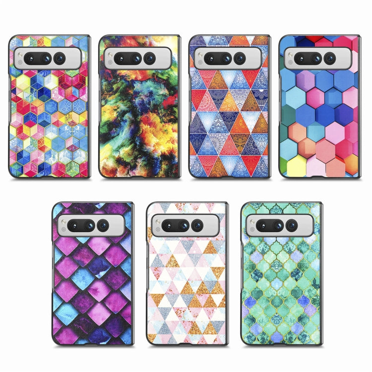 For Google Pixel Fold Colored Drawing Leather Skin Back Cover Phone Case(Colorful Cube) - Google Cases by buy2fix | Online Shopping UK | buy2fix