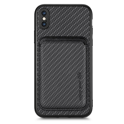 For iPhone XS Max Carbon Fiber Leather Card Magsafe Magnetic Phone Case(Black) - More iPhone Cases by buy2fix | Online Shopping UK | buy2fix