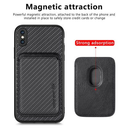 For iPhone XS Max Carbon Fiber Leather Card Magsafe Magnetic Phone Case(Black) - More iPhone Cases by buy2fix | Online Shopping UK | buy2fix