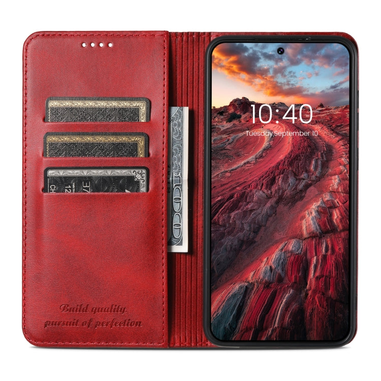 For Samsung Galaxy S24 5G Suteni Calf Texture Horizontal Flip Leather Phone Case(Red) - Galaxy S24 5G Cases by Suteni | Online Shopping UK | buy2fix