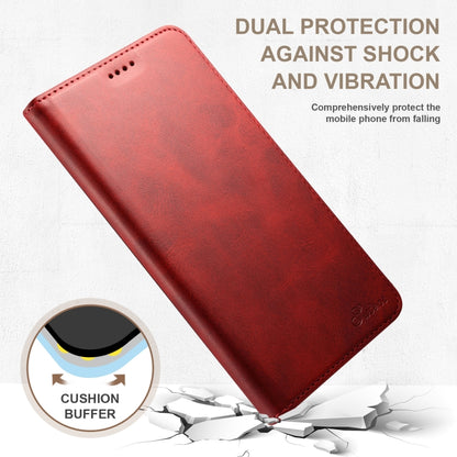 For Samsung Galaxy S24 5G Suteni Calf Texture Horizontal Flip Leather Phone Case(Red) - Galaxy S24 5G Cases by Suteni | Online Shopping UK | buy2fix