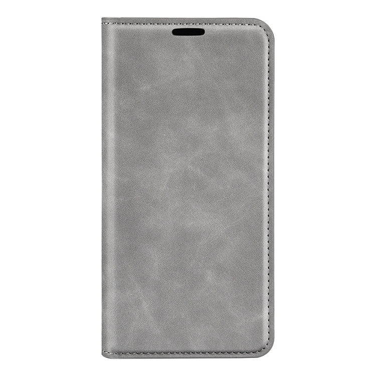 For OnePlus 11  Retro-skin Magnetic Suction Leather Phone Case(Grey) - OnePlus Cases by buy2fix | Online Shopping UK | buy2fix