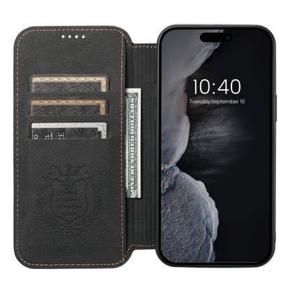 For iPhone 13 Suteni J06 Retro Matte Litchi Texture Leather Magnetic Magsafe Phone Case(Black) - iPhone 13 Cases by Suteni | Online Shopping UK | buy2fix