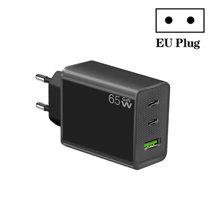 GaN PD65W Type-C x 2 + USB3.0 Laptop Adapter ,EU Plug(Black) - USB Charger by buy2fix | Online Shopping UK | buy2fix