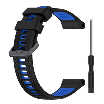 For Garmin Forerunner 935 Sports Two-Color Silicone Watch Band(Black+Blue) - Watch Bands by buy2fix | Online Shopping UK | buy2fix