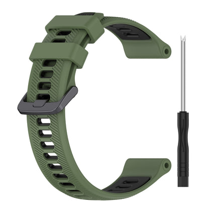 For Garmin Fenix 6 Sports Two-Color Silicone Watch Band(Army Green+Black) - Watch Bands by buy2fix | Online Shopping UK | buy2fix