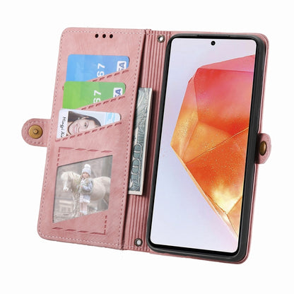 For Samsung Galaxy C55 Geometric Zipper Wallet Side Buckle Leather Phone Case(Pink) - Galaxy Phone Cases by buy2fix | Online Shopping UK | buy2fix