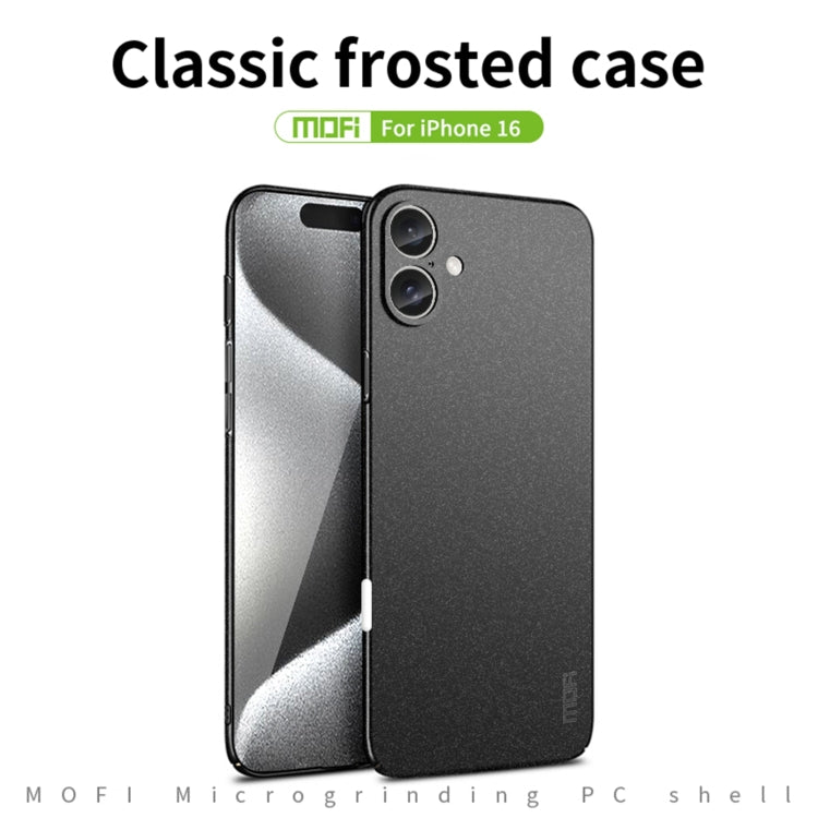 For iPhone 16 MOFI Fandun Series Frosted PC Ultra-thin All-inclusive Phone Case(Gray) - iPhone 16 Cases by MOFI | Online Shopping UK | buy2fix