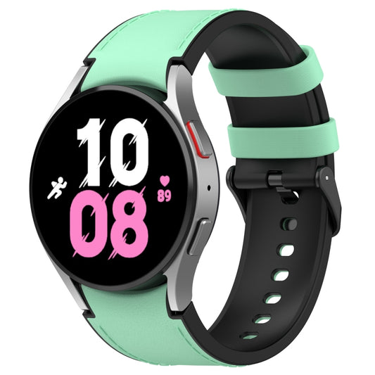 For Samsung Galaxy Watch 6 Silicone Leather Black Buckle Watch Band(Green) - Watch Bands by buy2fix | Online Shopping UK | buy2fix