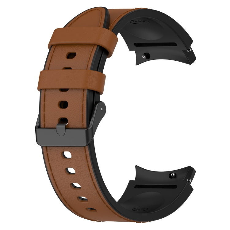 For Samsung Galaxy Watch 6 Classic Silicone Leather Black Buckle Watch Band(Brown) - Watch Bands by buy2fix | Online Shopping UK | buy2fix