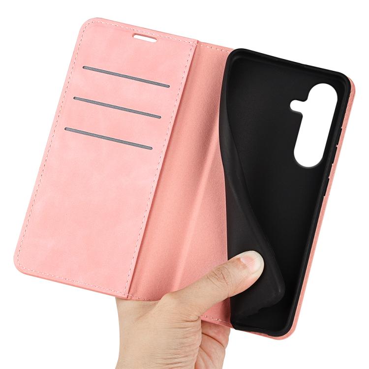 For Samsung Galaxy S25+ 5G Retro-skin Magnetic Suction Leather Phone Case(Pink) - Galaxy S25+ 5G Cases by buy2fix | Online Shopping UK | buy2fix