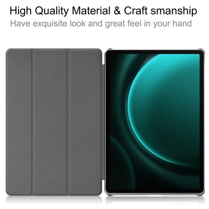 For Samsung Galaxy Tab S9 FE+ 12.4 JUNSUNMAY Custer Solid Color 3-Fold Stand Leather Smart Tablet Case(Dark Blue) - Galaxy Tab S9 FE+ by JUNSUNMAY | Online Shopping UK | buy2fix