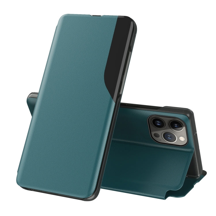 For iPhone 16 Pro Side Display Flip Leather Phone Case(Green) - More iPhone Cases by buy2fix | Online Shopping UK | buy2fix