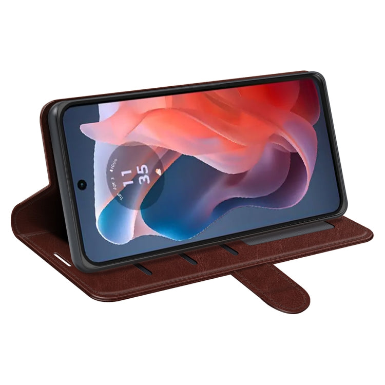 For Motorola Moto G Play 2024 R64 Texture Horizontal Flip Leather Phone Case(Brown) - Motorola Cases by buy2fix | Online Shopping UK | buy2fix