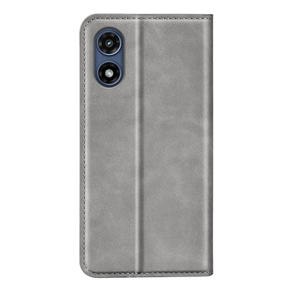 For Motorola Moto G Play 2024 Retro-skin Magnetic Suction Leather Phone Case(Grey) - Motorola Cases by buy2fix | Online Shopping UK | buy2fix