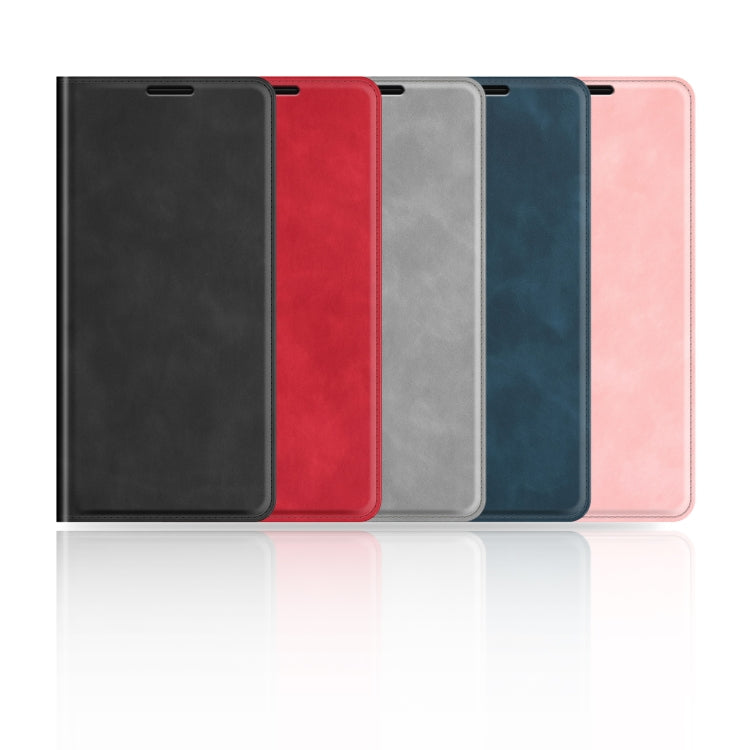 For Motorola Moto G Play 2024 Retro-skin Magnetic Suction Leather Phone Case(Grey) - Motorola Cases by buy2fix | Online Shopping UK | buy2fix