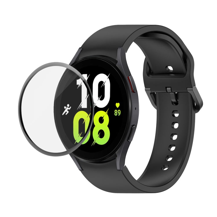 For Samsung Galaxy Watch5 40mm JUNSUNMAY Silicone Adjustable Strap + Full Coverage PMMA Screen Protector Kit(Black) - Watch Bands by JUNSUNMAY | Online Shopping UK | buy2fix