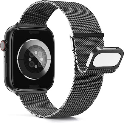 For Apple Watch 7 41mm Milan Double Magnetic Steel Mesh Watch Band(Gray) - Watch Bands by buy2fix | Online Shopping UK | buy2fix