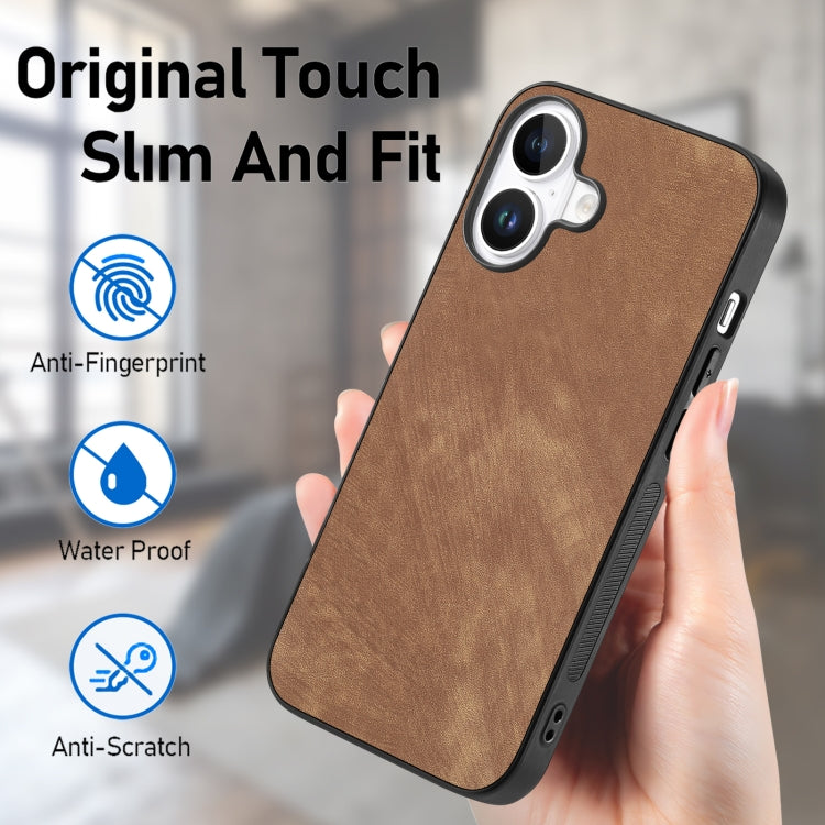 For iPhone 16 Plus Vintage Leather PC Back Cover Phone Case(Brown) - iPhone 16 Plus Cases by buy2fix | Online Shopping UK | buy2fix