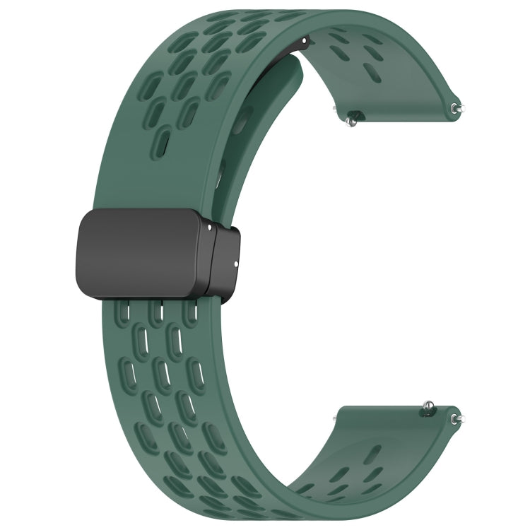 For Amazfit GTS 3 20mm Folding Magnetic Clasp Silicone Watch Band(Dark Green) - Watch Bands by buy2fix | Online Shopping UK | buy2fix