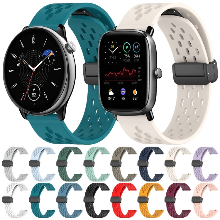 For Amazfit Pop 20mm Folding Magnetic Clasp Silicone Watch Band(Space Ash) - Watch Bands by buy2fix | Online Shopping UK | buy2fix