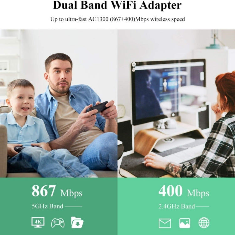 WAVLINK WN692A3 Lag-Free Gaming High Speed AC1300M Wireless Dual Band USB 3.0 Adapter - USB Network Adapter by WAVLINK | Online Shopping UK | buy2fix