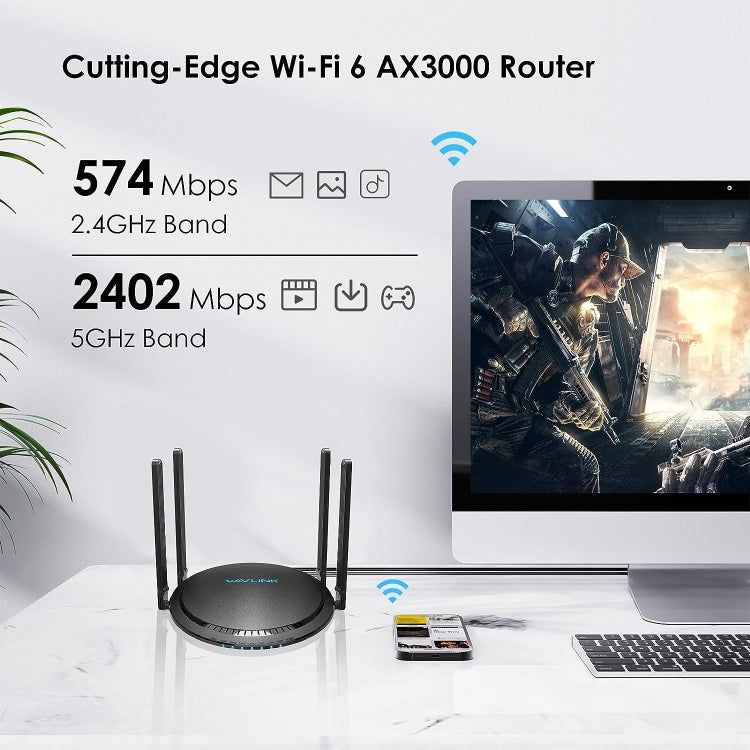 WAVLINK WN531MX3 Wider Coverage AX3000 WiFi 6 Wireless Routers Dual Band Wireless Repeater, Plug:AU Plug - Wireless Routers by buy2fix | Online Shopping UK | buy2fix