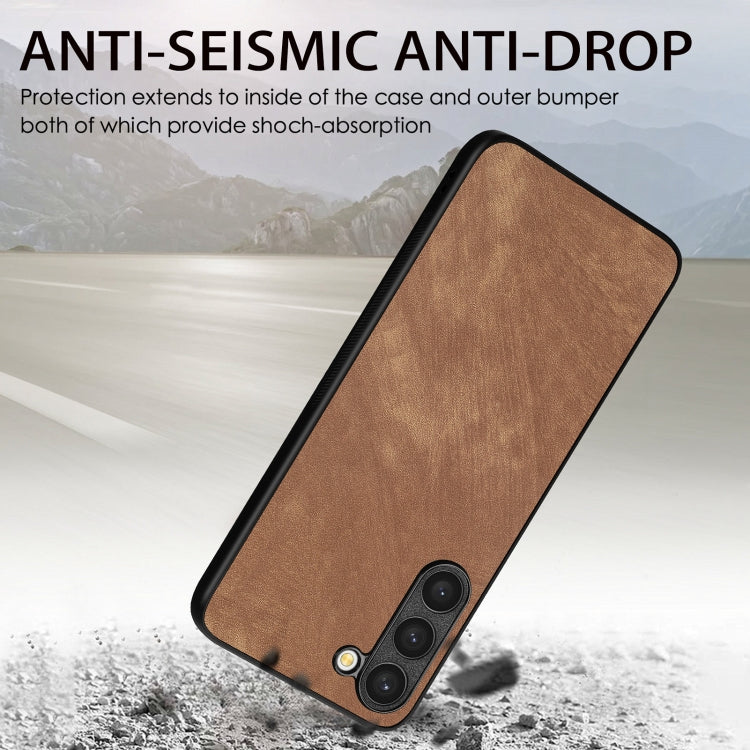 For Samsung Galaxy S25+ 5G Vintage Leather PC Back Cover Phone Case(Brown) - Galaxy S25+ 5G Cases by buy2fix | Online Shopping UK | buy2fix