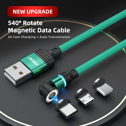 ENKAY 3 in 1 3A USB to Type-C / 8 Pin / Micro USB Magnetic 540 Degrees Rotating Fast Charging Cable, Length:2m(Green) - Charging Cable & Head by ENKAY | Online Shopping UK | buy2fix