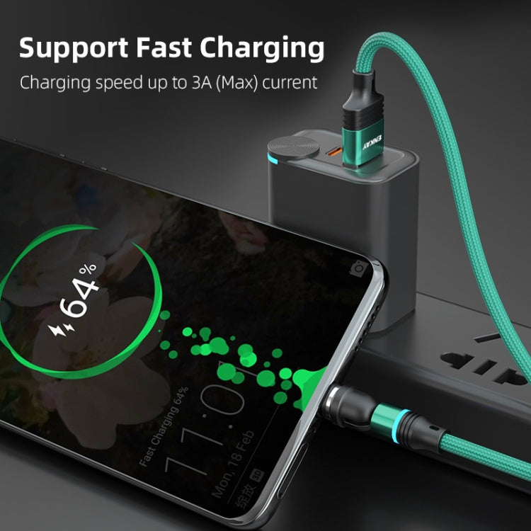 ENKAY 3 in 1 3A USB to Type-C / 8 Pin / Micro USB Magnetic 540 Degrees Rotating Fast Charging Cable, Length:2m(Green) - Charging Cable & Head by ENKAY | Online Shopping UK | buy2fix