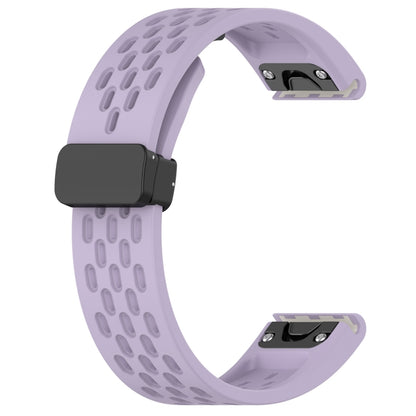 For Garmin Fenix 6S 20mm Folding Buckle Hole Silicone Watch Band(Purple) - Watch Bands by buy2fix | Online Shopping UK | buy2fix