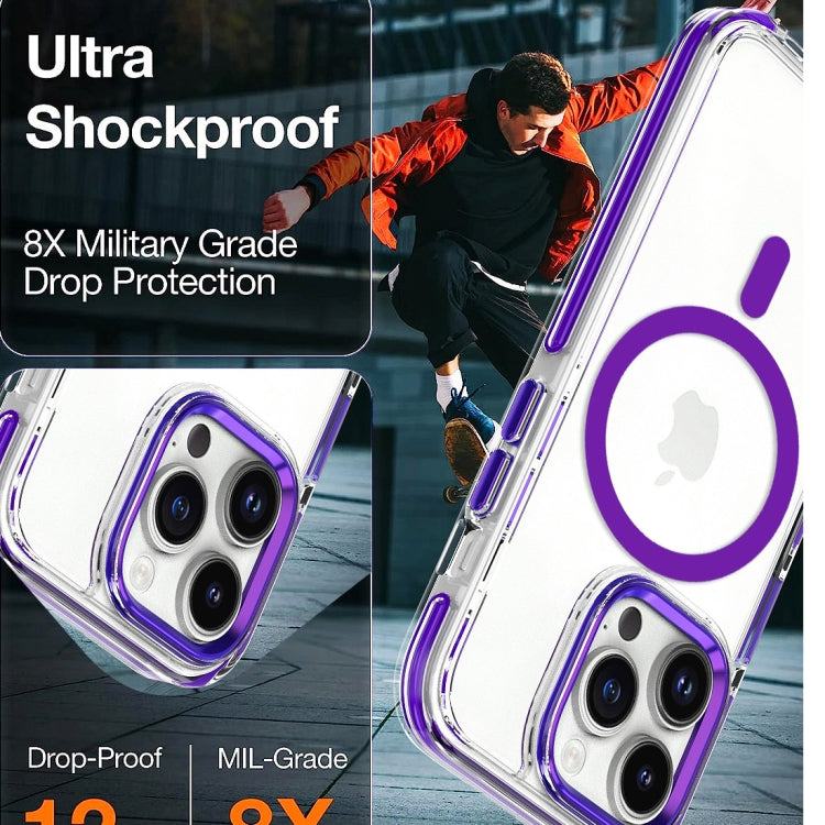 For iPhone 14 Plus Dual-color MagSafe TPU Hybrid Clear PC Shockproof Phone Case(Orange) - iPhone 14 Plus Cases by buy2fix | Online Shopping UK | buy2fix