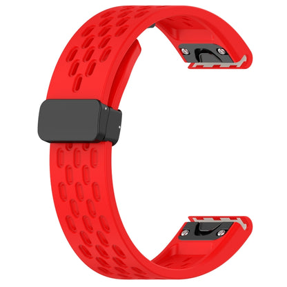 For Garmin Epix Pro 51mm Quick Release Holes Magnetic Buckle Silicone Watch Band(Red) - Watch Bands by buy2fix | Online Shopping UK | buy2fix