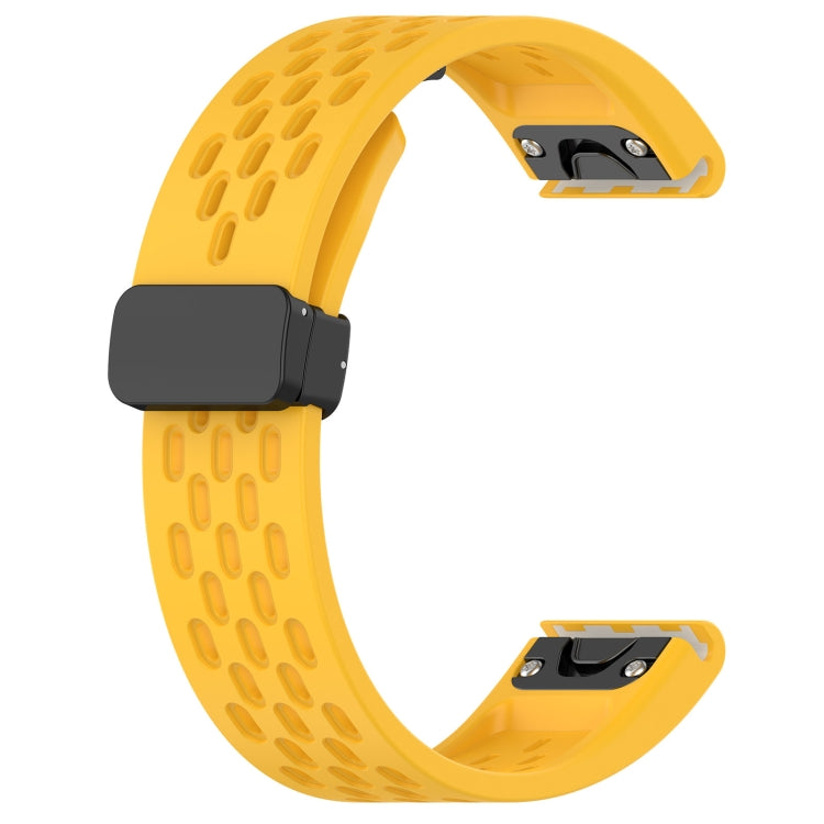 For Garmin Fenix 5x Sapphire Quick Release Holes Magnetic Buckle Silicone Watch Band(Yellow) - Watch Bands by buy2fix | Online Shopping UK | buy2fix