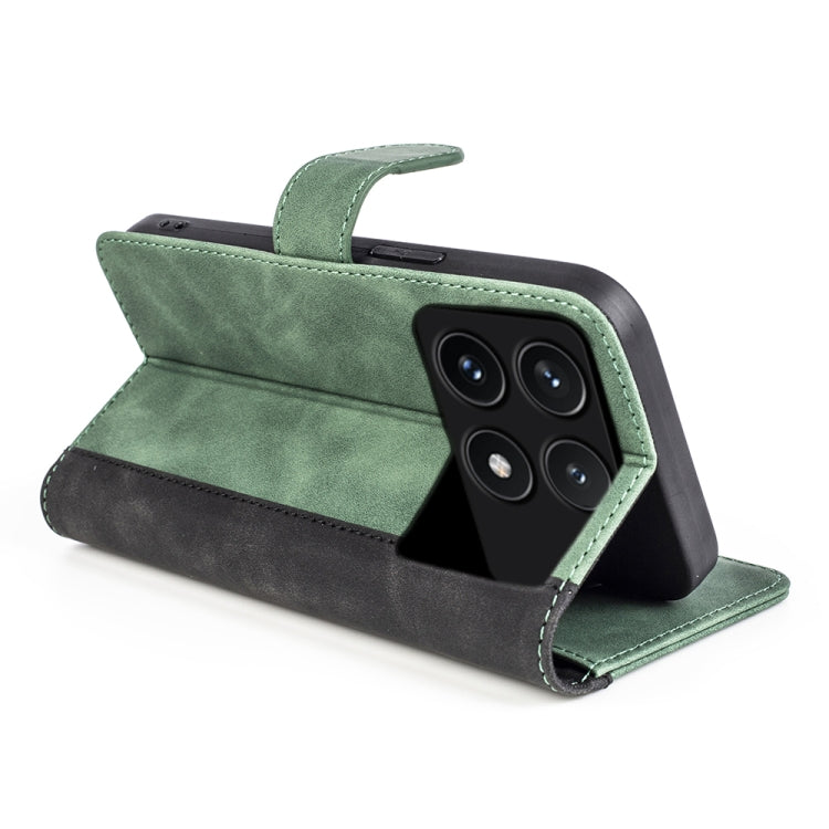 For Xiaomi Redmi K70 Stitching Horizontal Flip Leather Phone Case(Green) - K70 Cases by buy2fix | Online Shopping UK | buy2fix