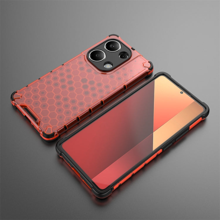 For Redmi Note 13 Pro 4G Shockproof Honeycomb Phone Case(Red) - Note 13 Pro Cases by buy2fix | Online Shopping UK | buy2fix