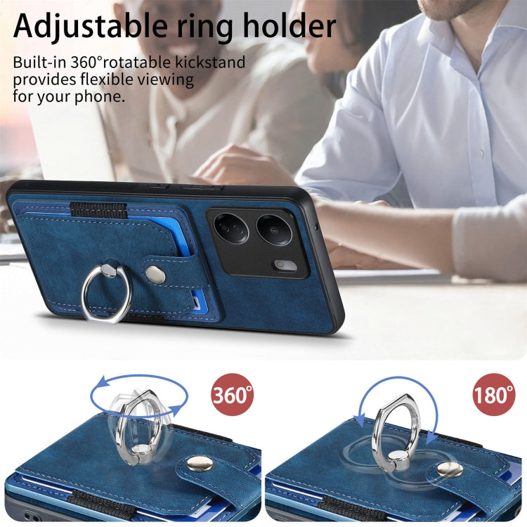 For Xiaomi Redmi 13C Retro Skin-feel Ring Card Wallet Phone Case(Blue) - 13C Cases by buy2fix | Online Shopping UK | buy2fix