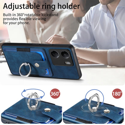 For Xiaomi Redmi 13C Retro Skin-feel Ring Card Wallet Phone Case(Blue) - 13C Cases by buy2fix | Online Shopping UK | buy2fix