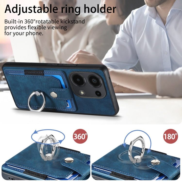 For Xiaomi Redmi Note 13 Pro 4G Retro Skin-feel Ring Card Wallet Phone Case(Blue) - Note 13 Pro Cases by buy2fix | Online Shopping UK | buy2fix