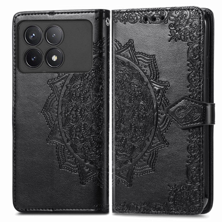 For Xiaomi Redmi K70 Mandala Flower Embossed Leather Phone Case(Black) - K70 Cases by buy2fix | Online Shopping UK | buy2fix