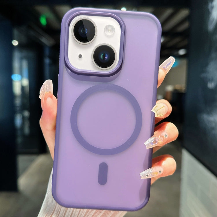 For iPhone 15 Plus Transparent TPU Hybrid PC Magsafe Phone Case(Purple) - iPhone 15 Plus Cases by buy2fix | Online Shopping UK | buy2fix