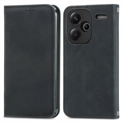 For Xiaomi Redmi Note 13 Pro+ 5G Retro Skin Feel Magnetic Flip Leather Phone Case(Black) - Note 13 Pro+ Cases by buy2fix | Online Shopping UK | buy2fix